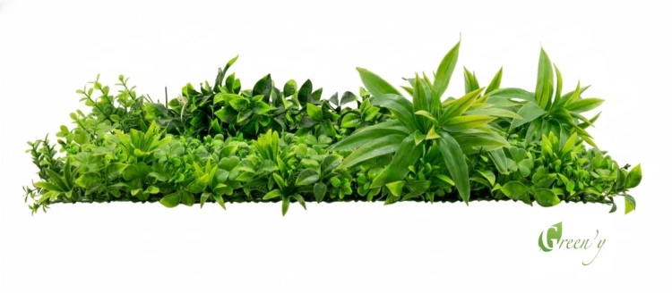 Panel roslin sztucznych w przekroju  mata 0,5 x 0,5 m żywoplot sztuczny do dekoracji wnetrz i elewacji budynkow przekroj panelu model NB 105-2 polana marka Green'y